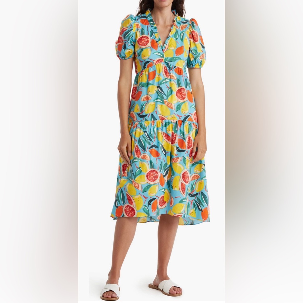 Donna Morgan - Puff Sleeve Tiered Midi Dress